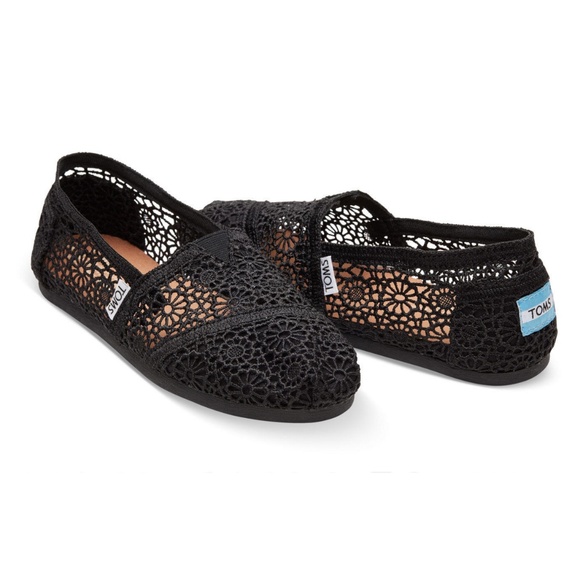 Toms Shoes - Toms Women's Size 11 Black Crochet Flats Shoes